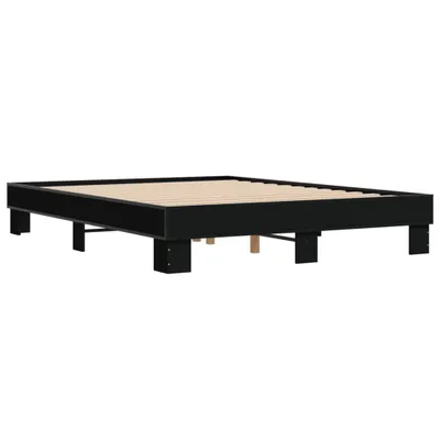 Zdjęcie produktu dla Rama łóżka, czarna, 150x200 cm, materiał drewnopochodny i metal