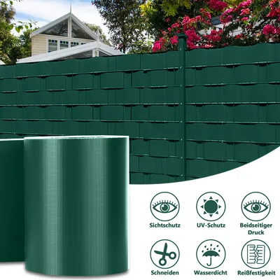 Produktbild von Hengda Sichtschutzstreifen PVC Doppelstabmatten Zaun Windschutz 3 Rollen á 70m x 19cm Grün