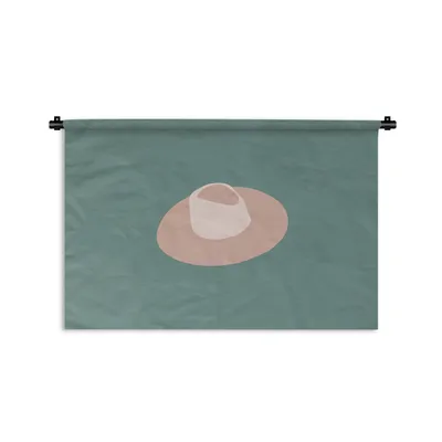 Produktbild von MuchoWow® Wandteppich Wandbehang Sommer - Hut - Dunkelblau 150x100 cm Tapisserie Dekoration Wandtuch - Waschbar - Tapisserien - Wand-Decke
