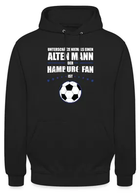 Produktbild von Spreadshirt Alter Mann Hamburg Fußball Fan Uni Hoodie, M, Schwarz
