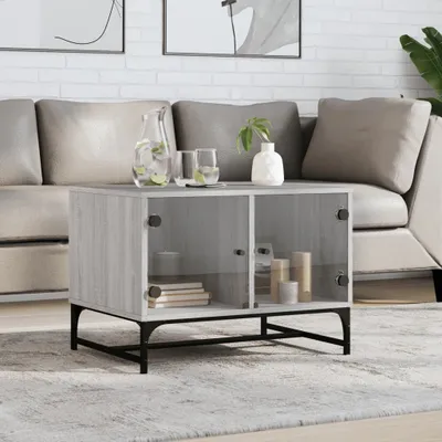 Produktbild von Couchtisch mit Glastüren Grau Sonoma 68,5x50x50 cm, Kaffeetisch 836544