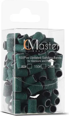 Obrázek produktu pro JCMASTER GSB100F, 100x brusné návleky na nehtové frézky Premium, jemné brusné pásky 240, manikúra/pedikúra/kornikúra, péče o nohy, elektrické pilníky na nehty