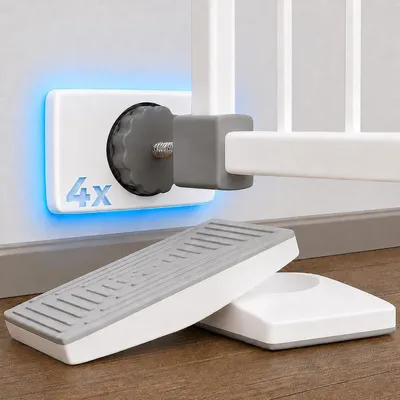 Image de 4 protections anti-choc pour barrières d'escalier et de porte - Sécurité antidérapante pour les enfants - Butoir de porte sans perçage