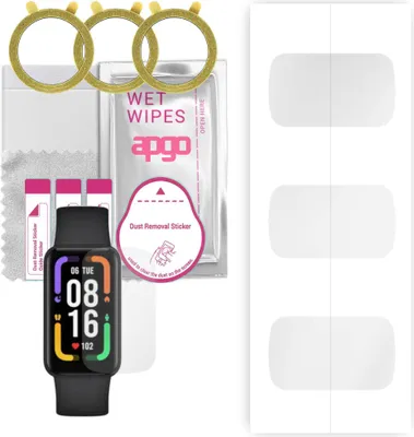 Produktbild von apgo 3 Stück Schutzfolie, klar, kompatibel mit Xiaomi Redmi Smart Band Pro Smartwatch, Hydrogel Displayschutzfolie mit Positionierhilfe, Displayfolie, robust und kratzfest