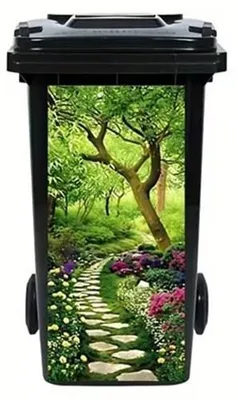 Produktbild von GKA Mülltonnenaufkleber Waldweg Aufkleber für Mülltonne wasserdicht selbstklebend 82 cm