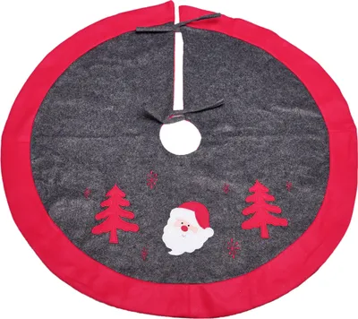 Produktbild von Weihnachtsbaum Decke Teppich, Ø 91cm, Christbaumdecke Tannenbaumdecke, grau rot