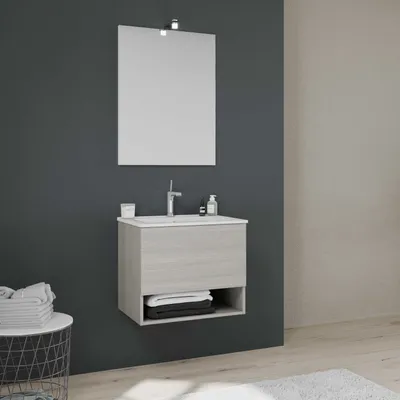 Immagine prodotto di Mobile lavabo sospeso 60 cm grigio chiaro effetto legno | Venezia