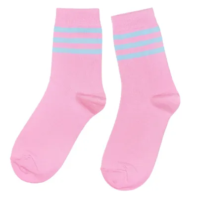 Produktbild von Damen Basic Socken aus Baumwolle Drei Ringel Pink Größe 39-42