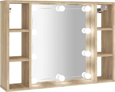 Obrázek produktu pro vidaXL Zrcadlová skříňka s LED Sonoma Dub 76x15x55 cm