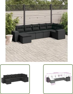 Produktbild von The Living Store 7-tlg. Garten-Sofagarnitur mit Kissen Schwarz Poly Rattan