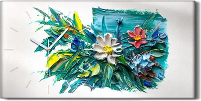 Produktbild von Wandkunst Leinwand Bild Uhr Geräuschlos Kunstdruck 60x30 Abstrakte Kunst Blume - weiße Hände