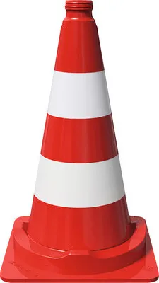 Produktbild von Leitkegel BASt  nach TL PVC einteilig vollreflektierende Folie Typ RA2/B rot-weiß Ø 36 cm 40 cm x 50 cm