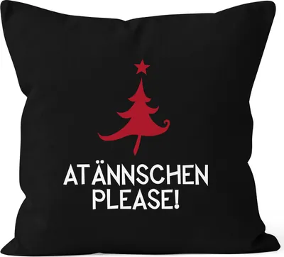 Produktbild von Kissenbezug Atännschen please! Weihnachts-Deko-Kissen Geschenk MoonWorks® schwarz unisize