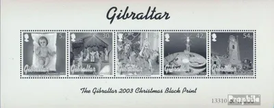 Produktbild von Briefmarken Gibraltar 2003 Mi 1058-1062S Kleinbogen Schwarzdruck postfrisch Weihnachten