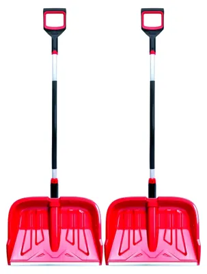 Produktbild von 2 Stück ergonomische Schneeschaufel - Schneeräumer für unterschiedliche Schneemengen – Kunststoffblatt mit Aluminiumkante und Aluminiumstiel