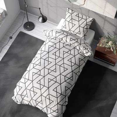 Produktbild von Soma Mikrofaser Bettwäsche 135 x 200 cm Bettbezug 135 cm x 200 cm  Kopfkissenbezug 80 x 80 cm Geo weiß