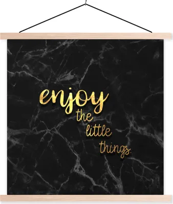 Produktbild von MuchoWow® Textilposter Zitate - Sprichwörter - Gold - Marmor 40x40 cm mit holzfarbenen Rahmen - Posterleiste