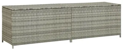 Image de Boîte de rangement pour jardin - coffre de jardin - boîte de rangement en polyrotin - gris - 200x50x60 cm