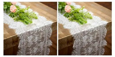 Produktbild von Tischläufer aus Spitze in Weiß 35 × 300 cm: Vintage Tischband für Hochzeiten und Tischdekoration mit Makramee-Stickerei