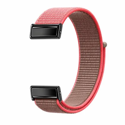 Produktbild von Armband für Fitbit Charge 5 Fitness Uhrenarmband aus Nylon Klettverschluss Sport atmungsaktiv verstellbar weich - Pink Grau