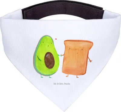 Produktbild von Mr. & Mrs. Panda Dreieckstuch Avocado Toast - Weiß - Geschenk, Pärchen, Hundehalstuch, Bandana, Liebe, Halstuch für Hund, Hunde Hals Tuch, Toastbrot