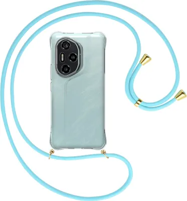 Produktbild von Handykette Backcover-Schutzhülle mit Band (Metall goldfarben) für Honor 300 Pro 5G - himmelblau