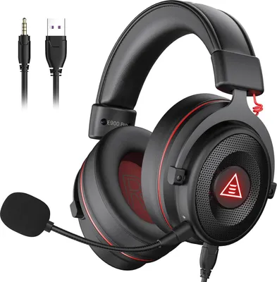 Produktbild von Gaming-Headset, 7.1-Surround-Sound-PC-Headset mit geräuschunterdrückendem Mikrofon, USB- und 3,5-mm-Audiobuchse, LED-Licht, superleichte für PC/Mac