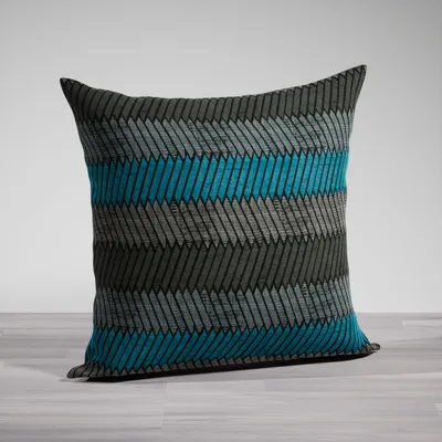 Produktbild von Kissen von Lysel® - blau-grau Bamako 48x48cm, synthetisches Mischgewebe Dekokissen #1W