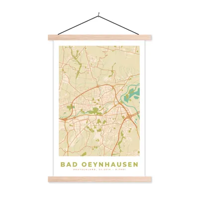 Produktbild von MuchoWow® Textilposter Bad Oeynhausen - Jahrgang - Karte - Stadtplan 60x90 cm mit holzfarbenen Rahmen - Textil