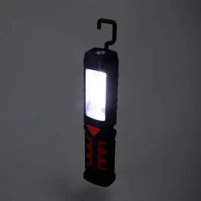 Immagine prodotto di Torcia LED da lavoro ricaricabile a doppia funzione con gancio + magnete, nera, 50 x 35 x 215 mm
