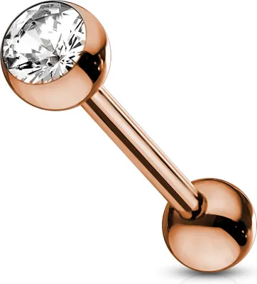 Produktbild von viva-adorno Barbell Piercing Stab Zungenpiercing Ohrpiercing Stecker Hantel Chirurgenstahl 316L beschichtet Zirkonia Z309,rosegold