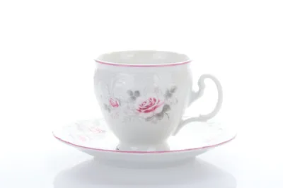 Produktbild von Thun 1794 Tasse und Untertasse, 170 ml, Tschechisches Porzellan, Bernadotte, rosa, rosa Streifen, Thun