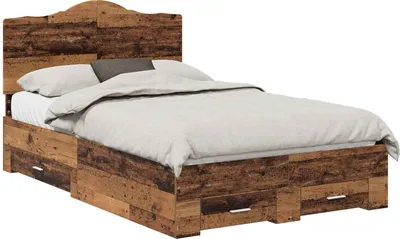 Produktbild von vidaXL Bettrahmen mit Schubladen Altholz 120 x 190 cm Holzwerkstoff