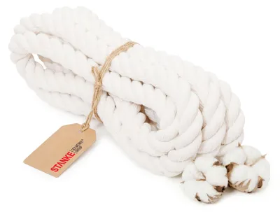Image de Seilwerk STANKE Grosse corde coton 40mm x 5m, torsadée en 3 brins - Corde pour escalier 40mm,  pour plinthes, finitions murales – Stable, bonne adhérence, facile à nouer, 100 % coton naturel