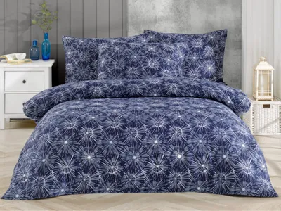 Produktbild von Französisches Leinen Satin 240x220, 70x90cm Mirabel blau