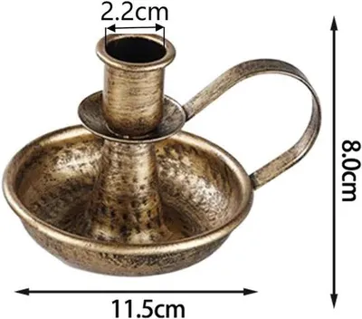 Productafbeelding van Kaarsenhouder IJzer - Kandelaar met Handvat - Sfeervol Dineren - Geïntegreerde Handgreep - 115 x 8 cm - Brons