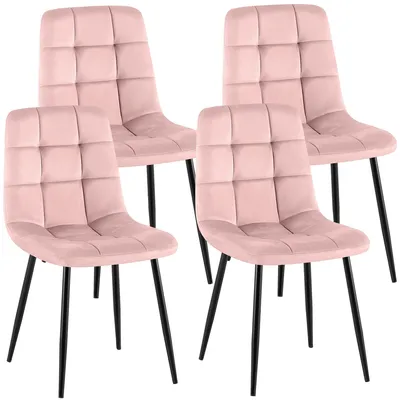 Produktbild von CLP 4er Set Esszimmerstühle Antibes Samtbezüge gepolstert Rückenlehnen bis 150 kg pink