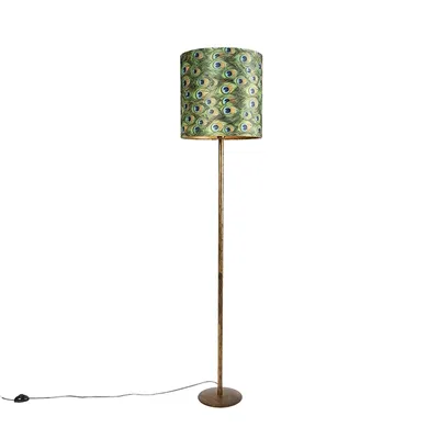 Produktbild von Vintage Stehleuchte Gold mit Pfauenschirm 40 cm Simplo