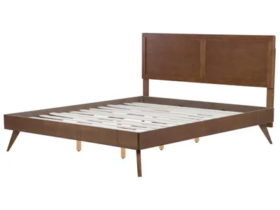 Obrázok produktu pre BELIANI Posteľ tmavé drevo MDF kaučukové drevo 180 x 200 cm drevený rám postele s roštom a čelom