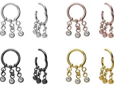 Produktbild von Ohrpiercing, Nasenpiercing, Septum Piercing Chirurgenstahl Segmentring Clicker 3 KETTEN + KRISTALLE