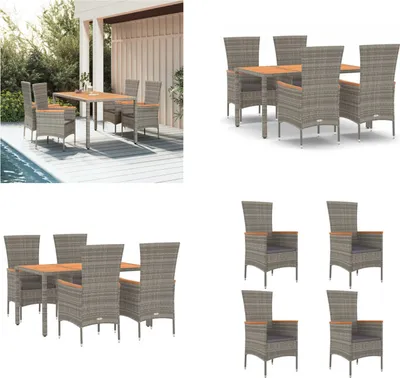 Image de vidaXL 5 pcs. Salon de jardin avec coussins Gris Poly Rotin - Salon de jardin - Salon de jardin - Salon Terrasse