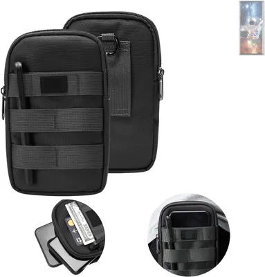 Produktbild von K-S-Trade Holster Gürtel Tasche kompatibel mit ZTE Axon 50 Ultra Handy Tasche Schutz Hülle dunkel-grau viele Fächer, 1x