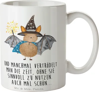 Produktbild von Mr. & Mrs. Panda Tasse Fledermaus Zauberer - Weiß - Geschenk, kaffeebecher bedruckt, Fledermäuse, Frauen, Kaffeetasse, Reinsteigern, Magier, Lustige Sprüche, Teebecher