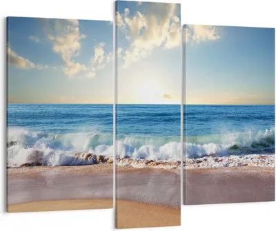 Produktbild von Bild auf Leinwand - Leinwandbild - Meer Ufer Wasser - 95x80cm - Wand Bild - Wanddeko - Wandbilder - Leinwanddruck - Bilder - Kunstdruck - Wanddekoration - Leinwand bilder - Wandkunst - CB95x80-3551