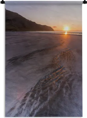 Produktbild von MuchoWow® Wandteppich Wandbehang Sonne - Strand - Berge 60x90 cm Tapisserie Dekoration Wandtuch - Foto-Teppich - Abwaschbar