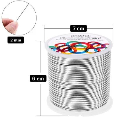 12 Gauge Aluminiumdraht 100 Fuß - Biegsames Metall für Bastelarbeiten, Kränze, Schmuckherstellung und Blumen (Silber, 2mm)