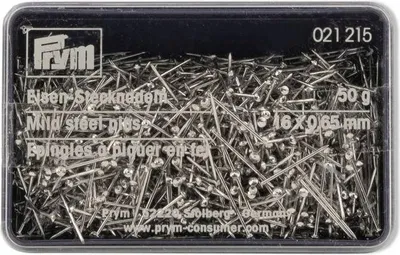 Obrázek produktu pro Špendlíky, 0,65 x 16 mm, stříbrné barvy, 50 g, plastová krabička