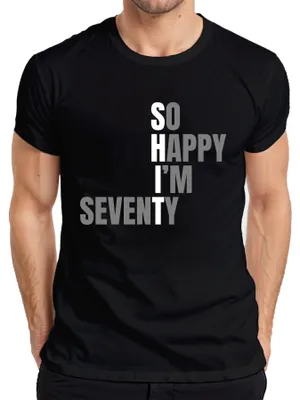 Produktbild von 70 Geburtstag Geburtstagsgeschenk Siebenzig So Happy I'm Seventy Herren T-Shirt, Schwarz, XL