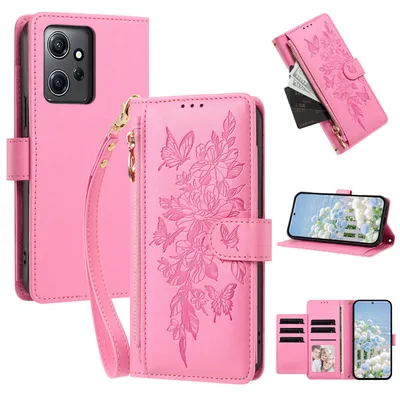 Image de Étui pour Xiaomi Redmi Note 12 4G, en cuir PU, type portefeuille, avec compartiments, support pour cartes et boucle. Couleur : rose
