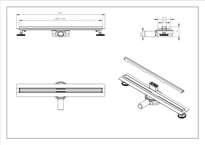 Produktbild von Edelstahl-Duschrinne FlexM03 Gunmetal für Duschkabine - Länge wählbar, Länge Duschrinne:900mm